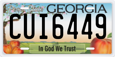 GA license plate CUI6449