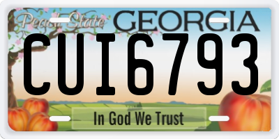 GA license plate CUI6793