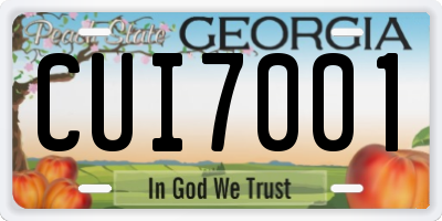 GA license plate CUI7001