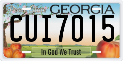 GA license plate CUI7015