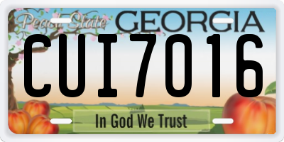 GA license plate CUI7016