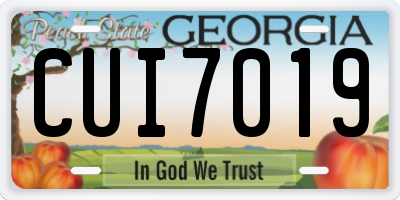 GA license plate CUI7019