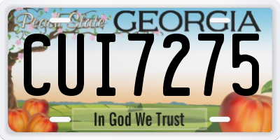 GA license plate CUI7275
