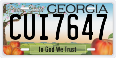 GA license plate CUI7647