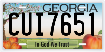 GA license plate CUI7651