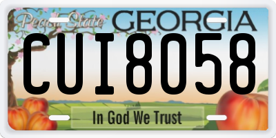 GA license plate CUI8058