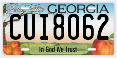 GA license plate CUI8062