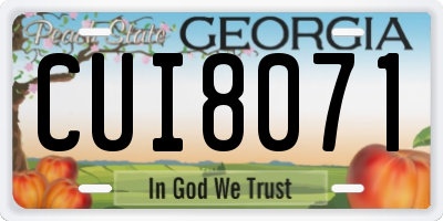 GA license plate CUI8071
