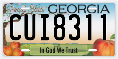 GA license plate CUI8311