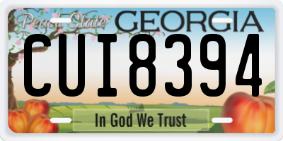GA license plate CUI8394