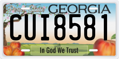 GA license plate CUI8581