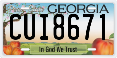 GA license plate CUI8671