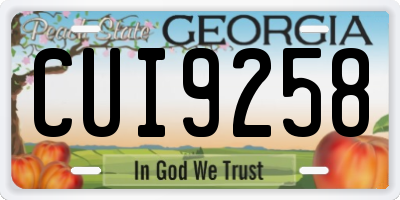 GA license plate CUI9258