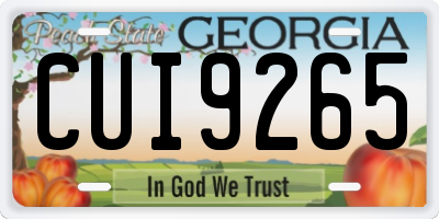 GA license plate CUI9265