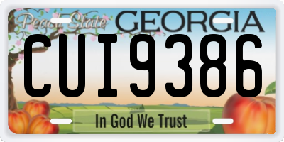 GA license plate CUI9386