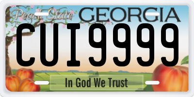 GA license plate CUI9999