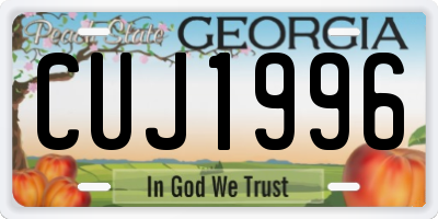 GA license plate CUJ1996