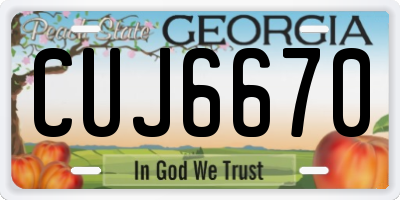 GA license plate CUJ6670