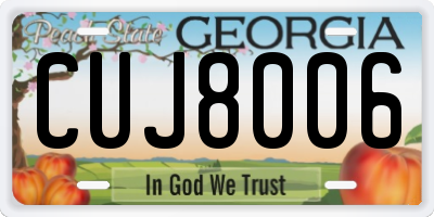 GA license plate CUJ8006
