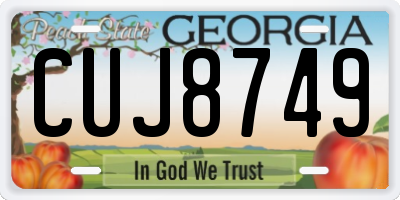 GA license plate CUJ8749