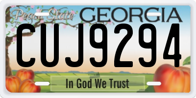 GA license plate CUJ9294