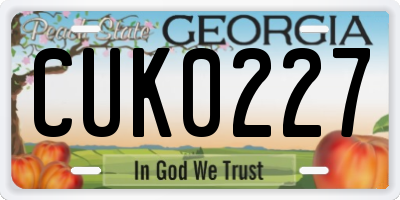 GA license plate CUK0227