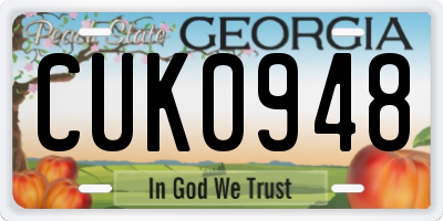 GA license plate CUK0948