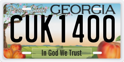 GA license plate CUK1400