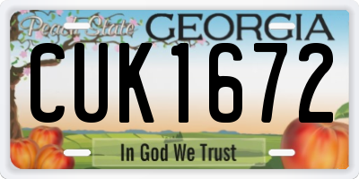 GA license plate CUK1672