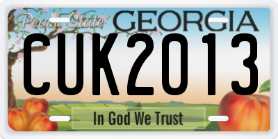 GA license plate CUK2013