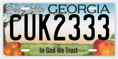GA license plate CUK2333
