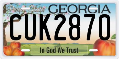 GA license plate CUK2870