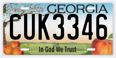 GA license plate CUK3346