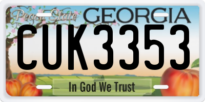 GA license plate CUK3353