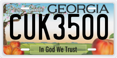 GA license plate CUK3500