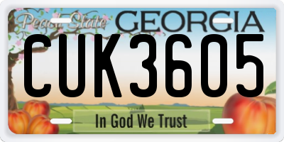 GA license plate CUK3605
