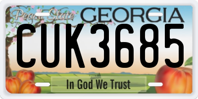 GA license plate CUK3685