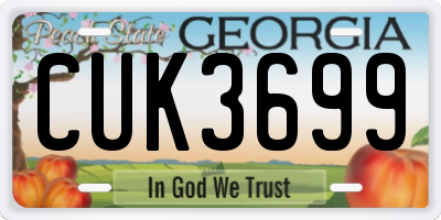 GA license plate CUK3699