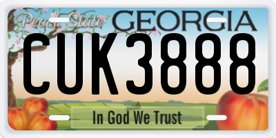 GA license plate CUK3888