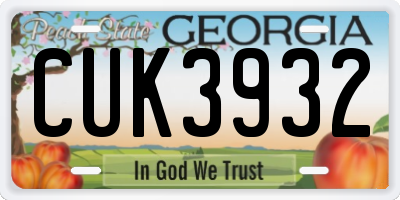 GA license plate CUK3932