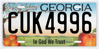 GA license plate CUK4996