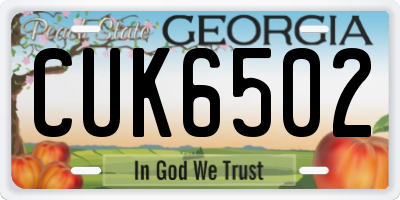 GA license plate CUK6502
