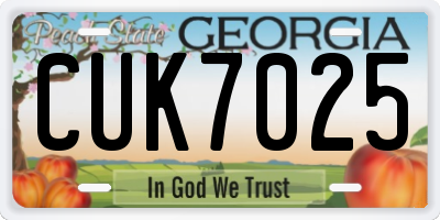 GA license plate CUK7025