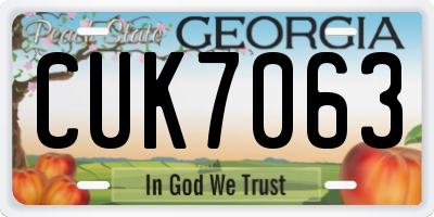 GA license plate CUK7063