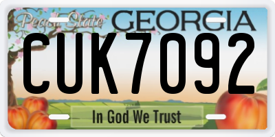 GA license plate CUK7092