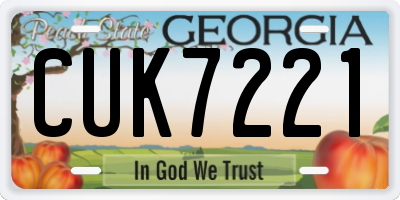 GA license plate CUK7221