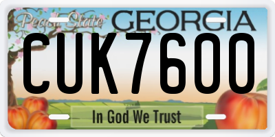 GA license plate CUK7600