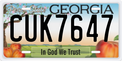 GA license plate CUK7647