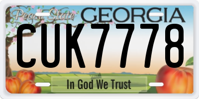 GA license plate CUK7778