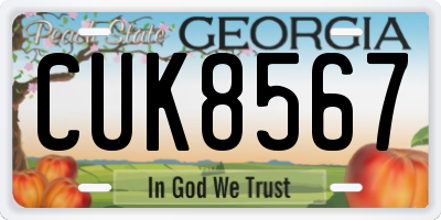 GA license plate CUK8567